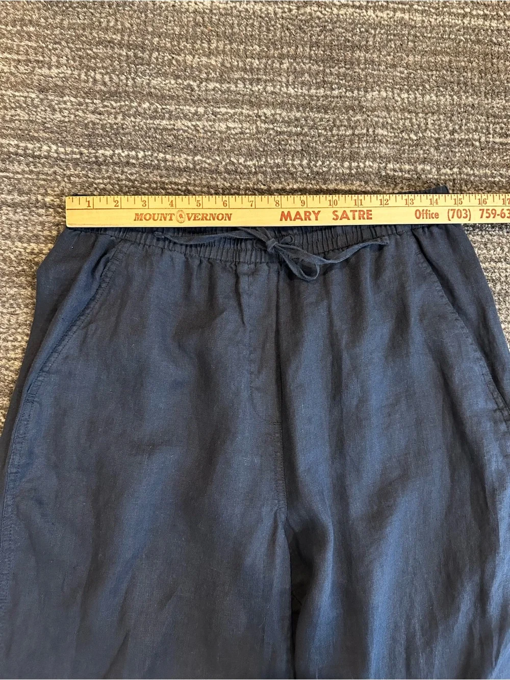 Banana Republic Easy Linen Pull on Pants Size Medium Straight Ankle Preppy Navy